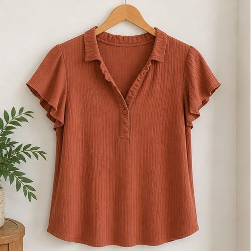 Rust Wrap Blouse